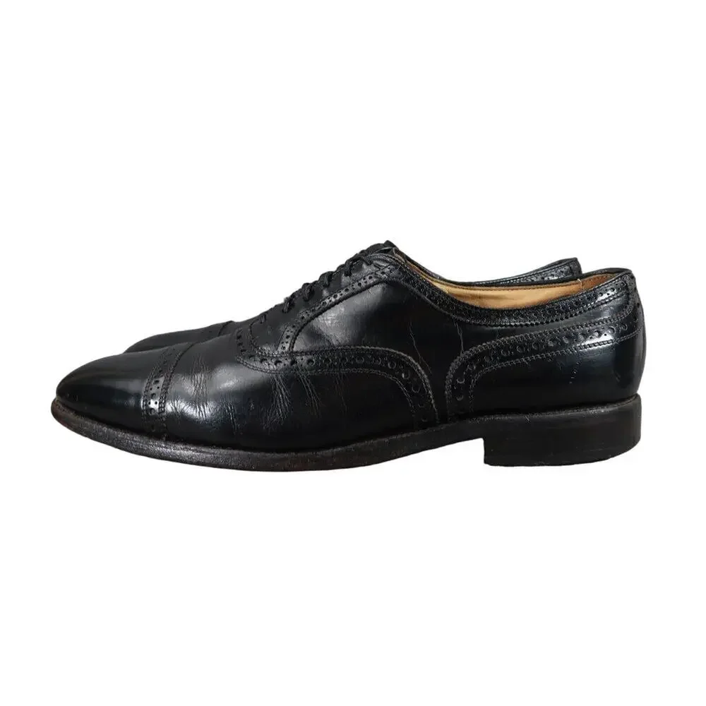 Allen Edmonds Shoes Mens 11 Oxford Leather Black Classic Brogue Cap Toe Formal